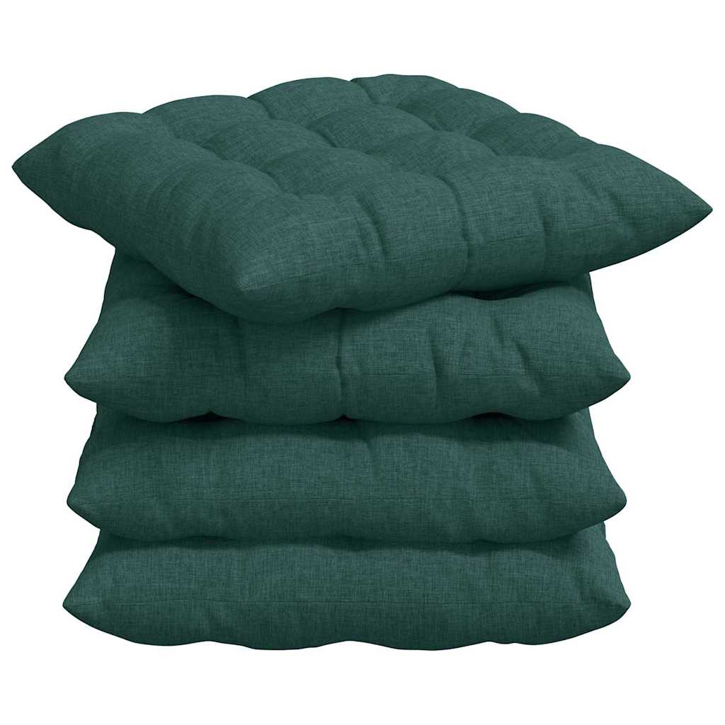 Cuscini per Seduta 4 pcs Verde Scuro 40 x 40 x 6 cm Tessuto