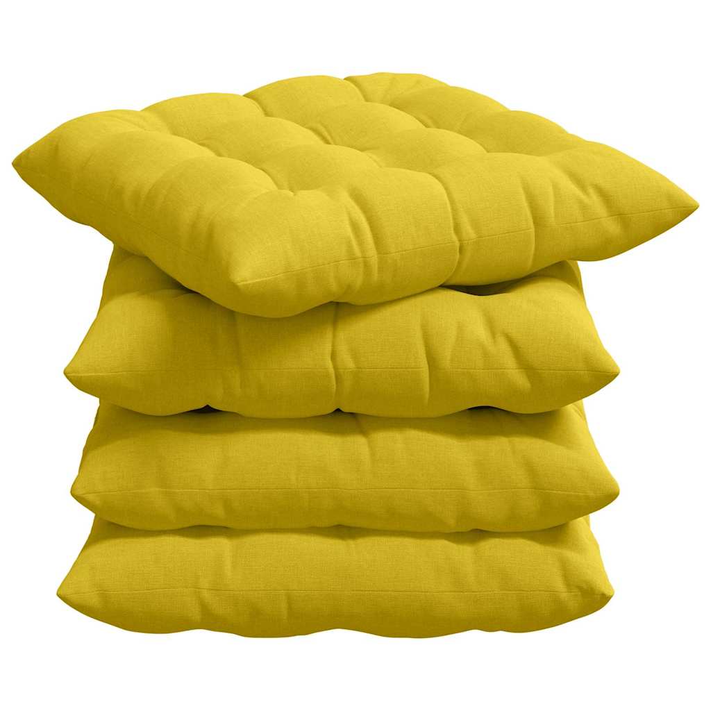 Cuscini per Seduta 4 pcs Giallo Chiaro 40 x 40 x 6 cm Tessuto