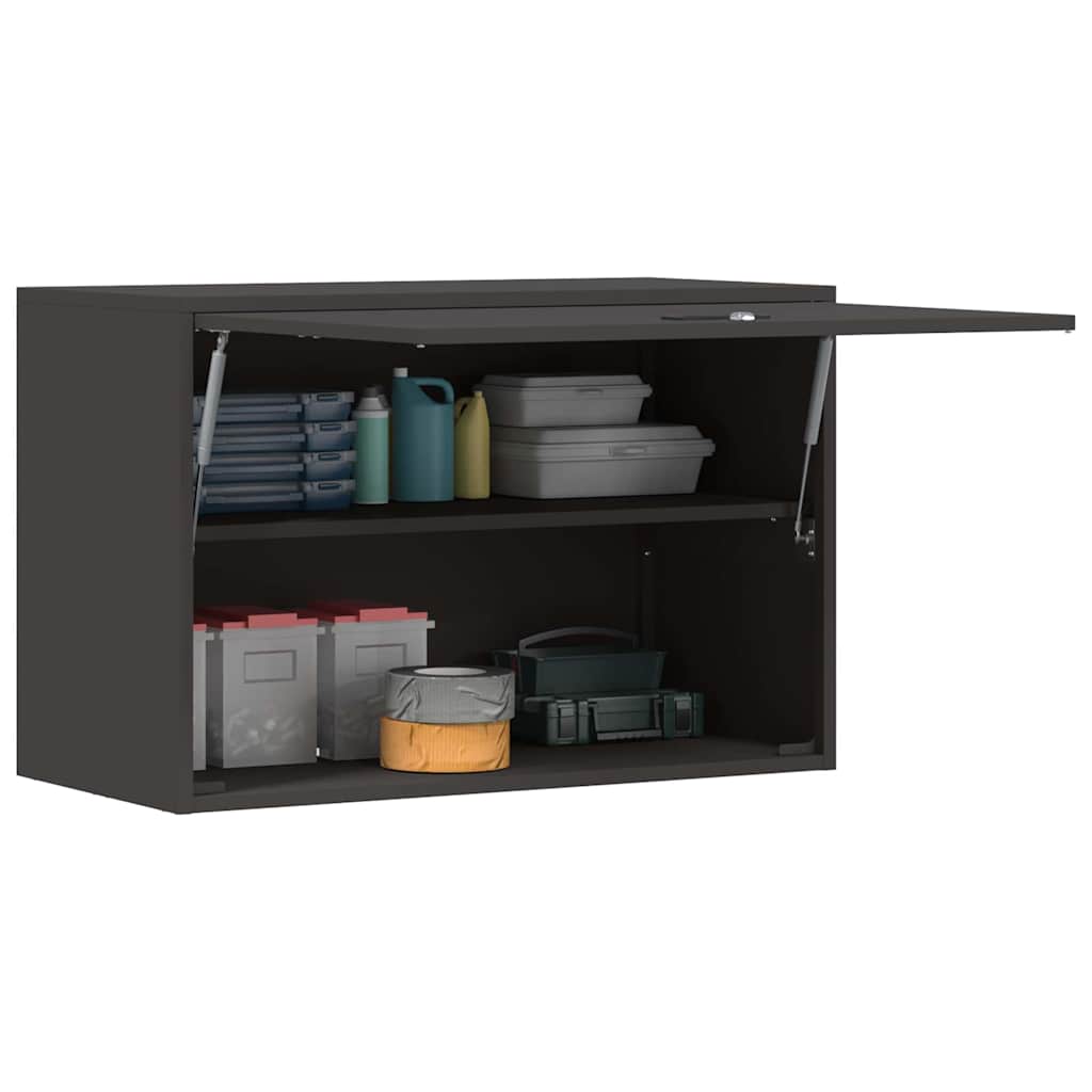 Armadio a muro per garage Nero 80 x 40 x 53 cm