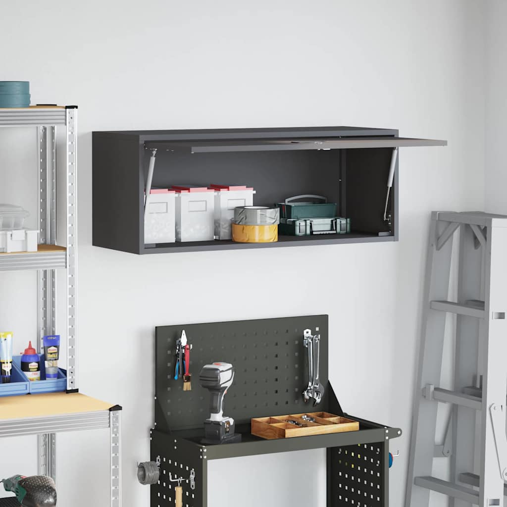 Armadio a muro per garage Nero 90 x 33 x 35 cm