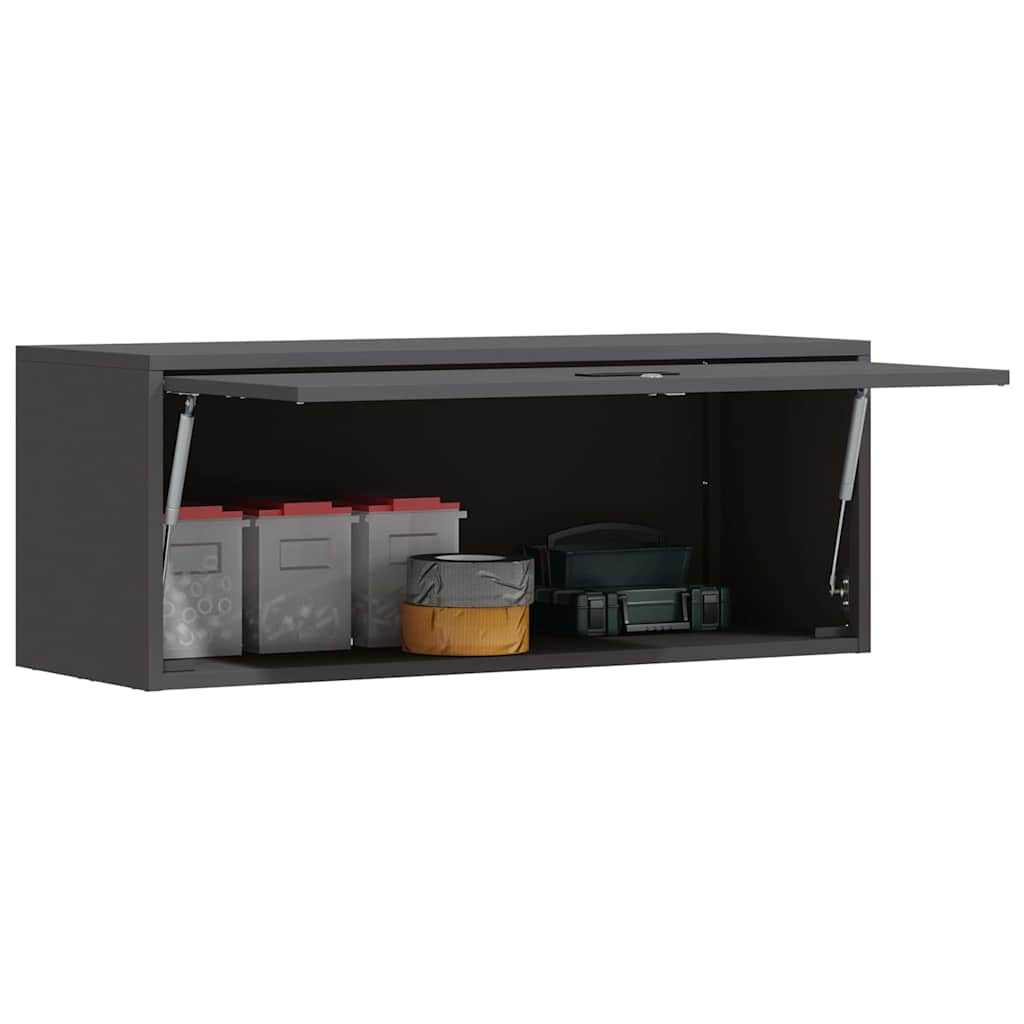 Armadio a muro per garage Nero 90 x 33 x 35 cm