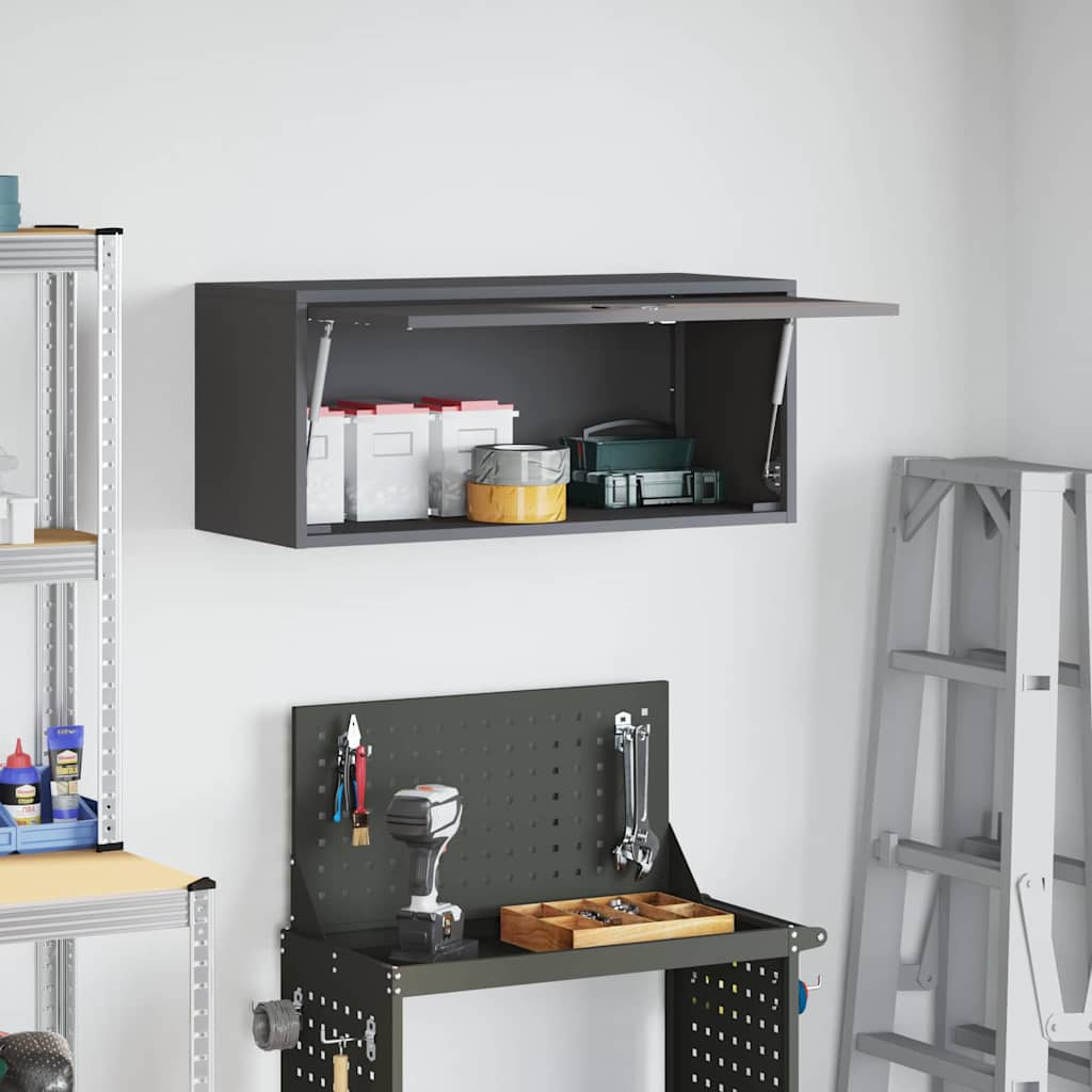 Armadio a muro per garage Nero 80 x 33 x 35 cm