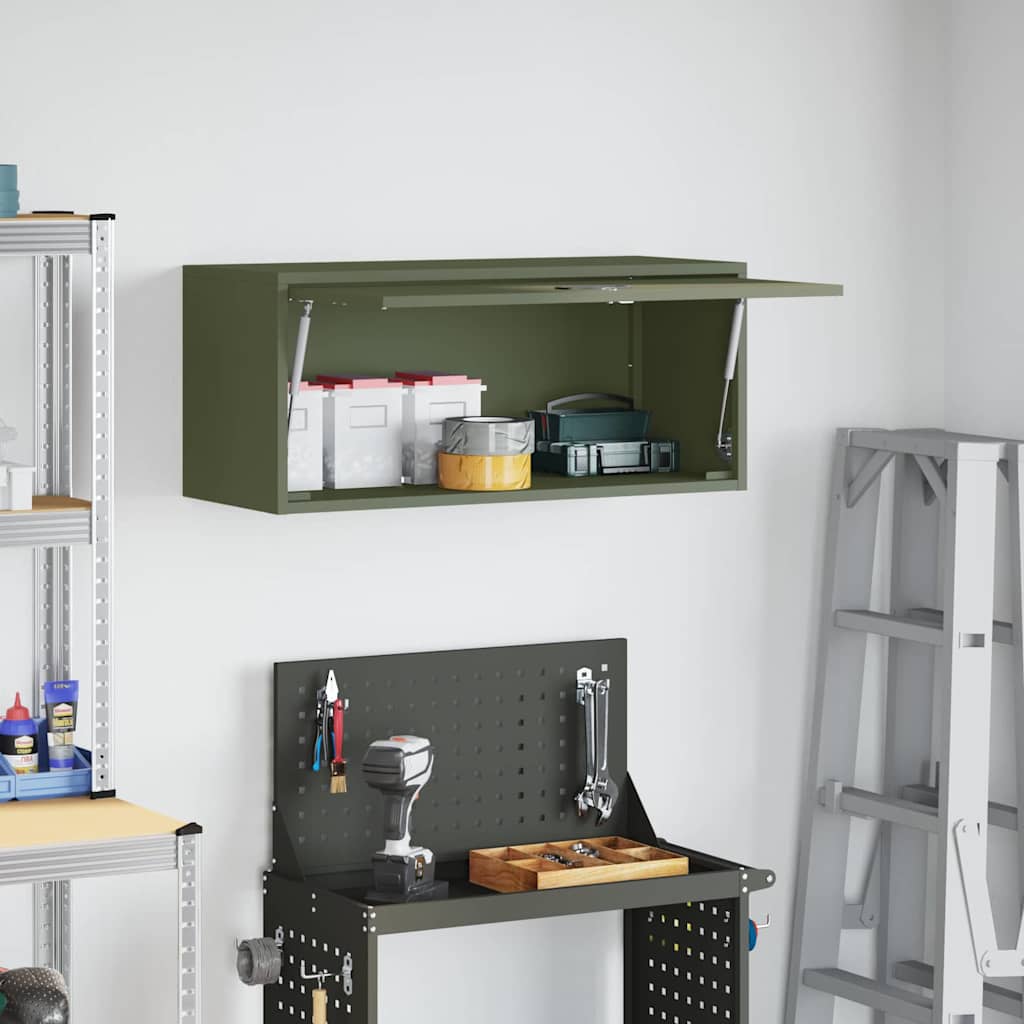 Armadio a muro per garage Oliver verde 80 x 33 x 35 cm