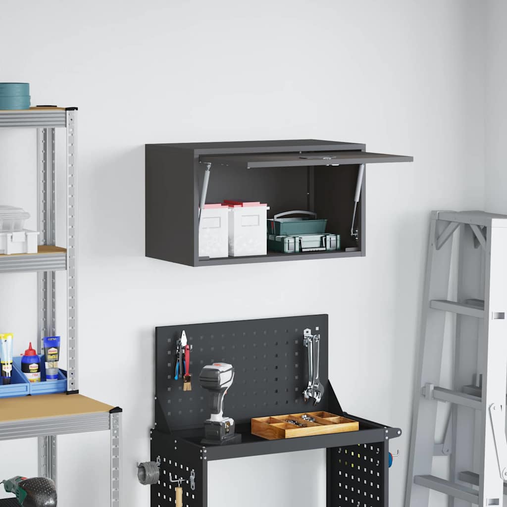 Armadio a muro per garage Nero 60 x 33 x 35 cm