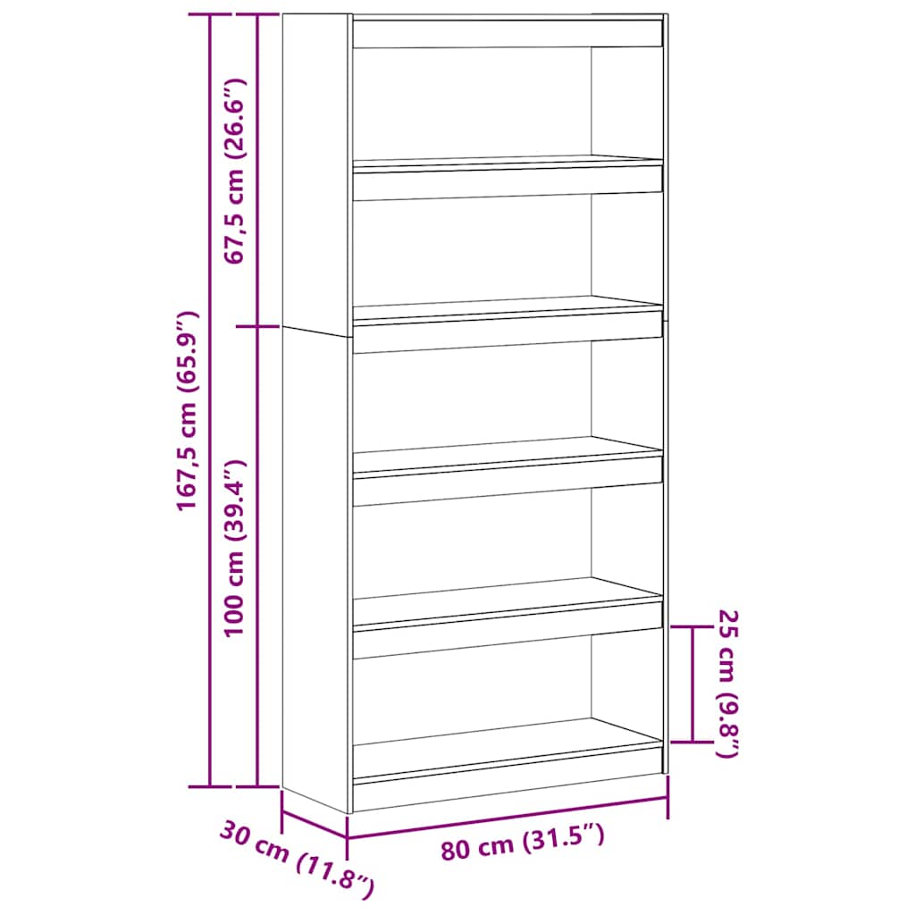 Armadio per Libri Marrone cerato 80 x 30 x 167,5 cm