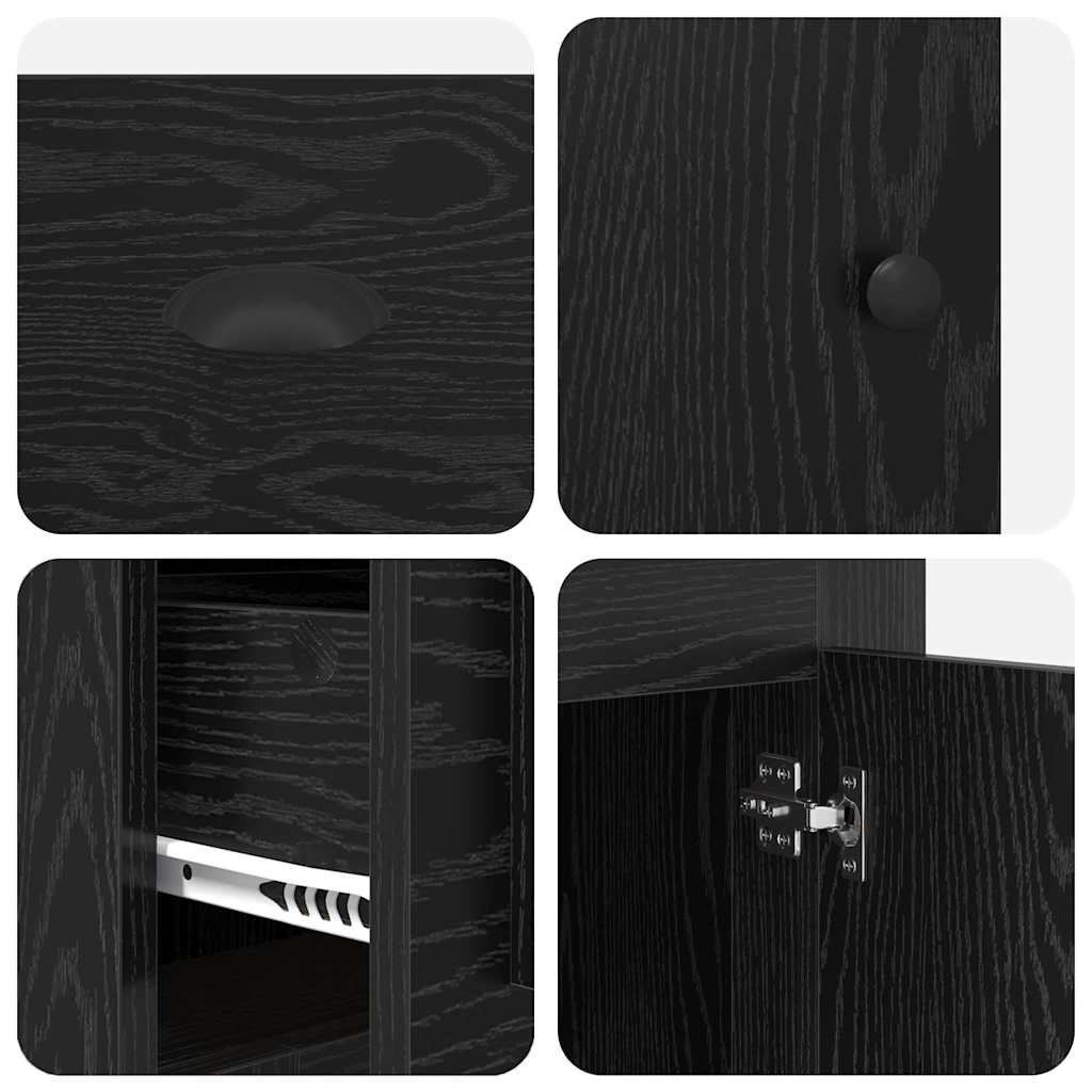 Scrivania con armadietto Rovere Nero 154,5 x 50 x 75 cm