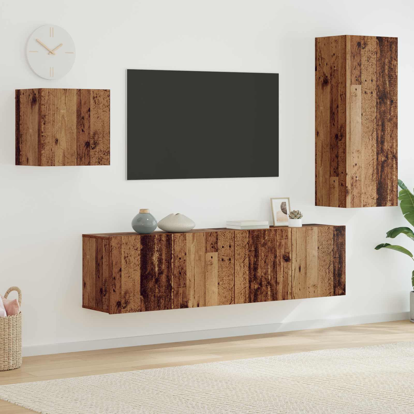 Mobile TV 4 pcs Legno vecchio Legno multistrato
