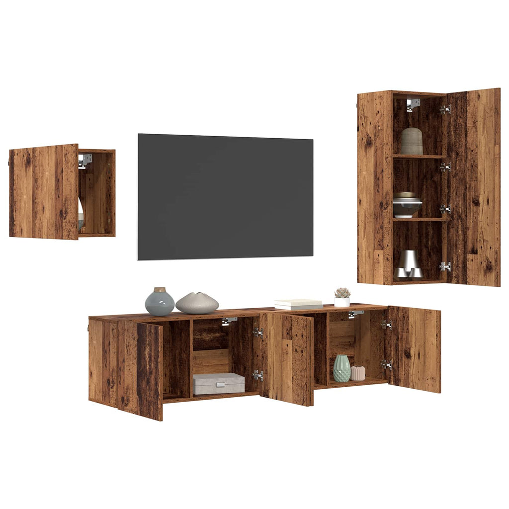 Mobile TV 4 pcs Legno vecchio Legno multistrato