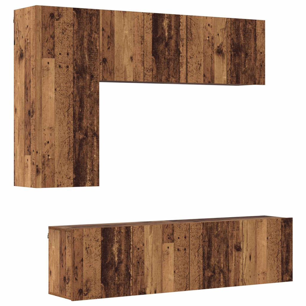 Unità TV da Parete 5 pcs Legno vecchio Legno multistrato