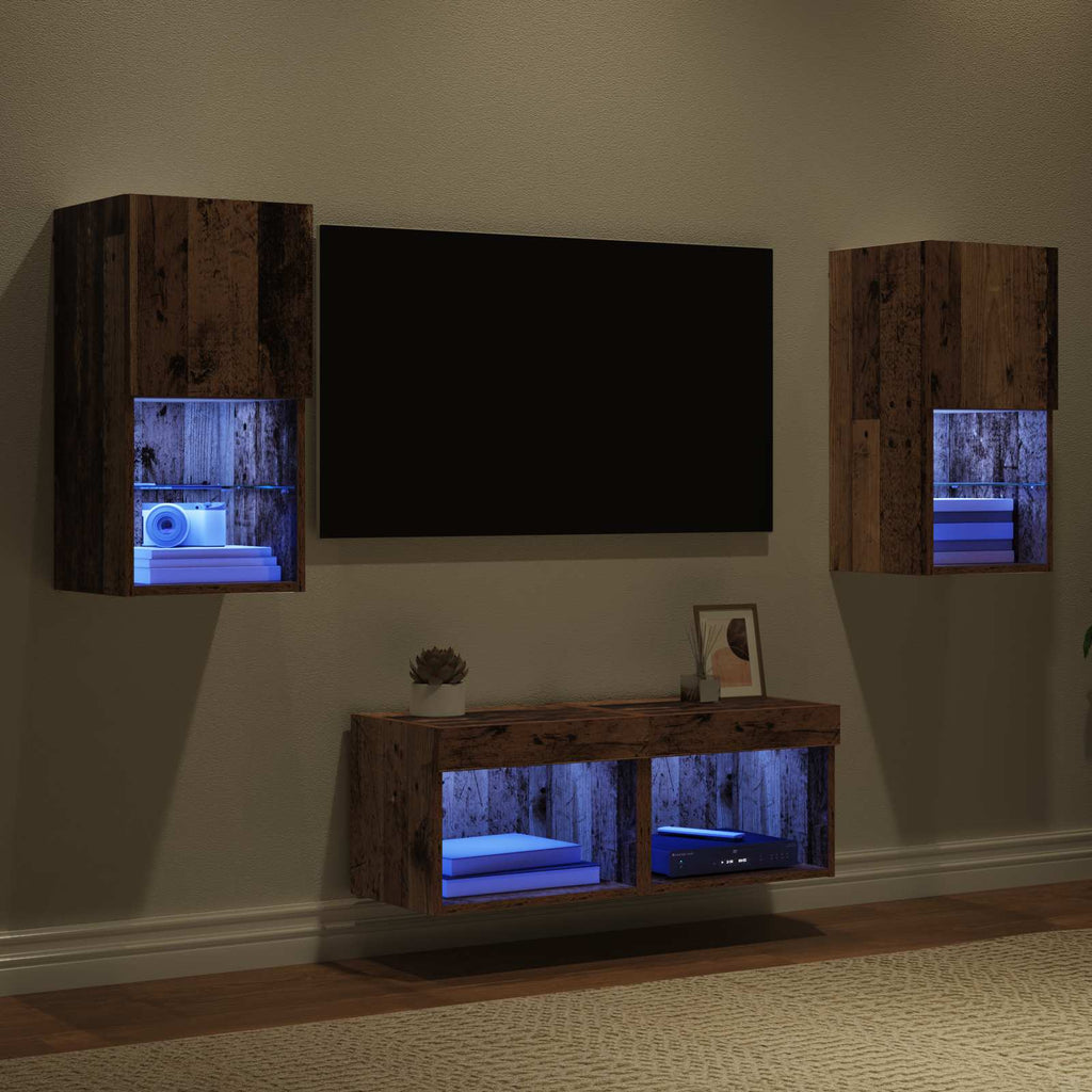 Mobiletti TV da Parete 4 pcs Legno vecchio Legno multistrato