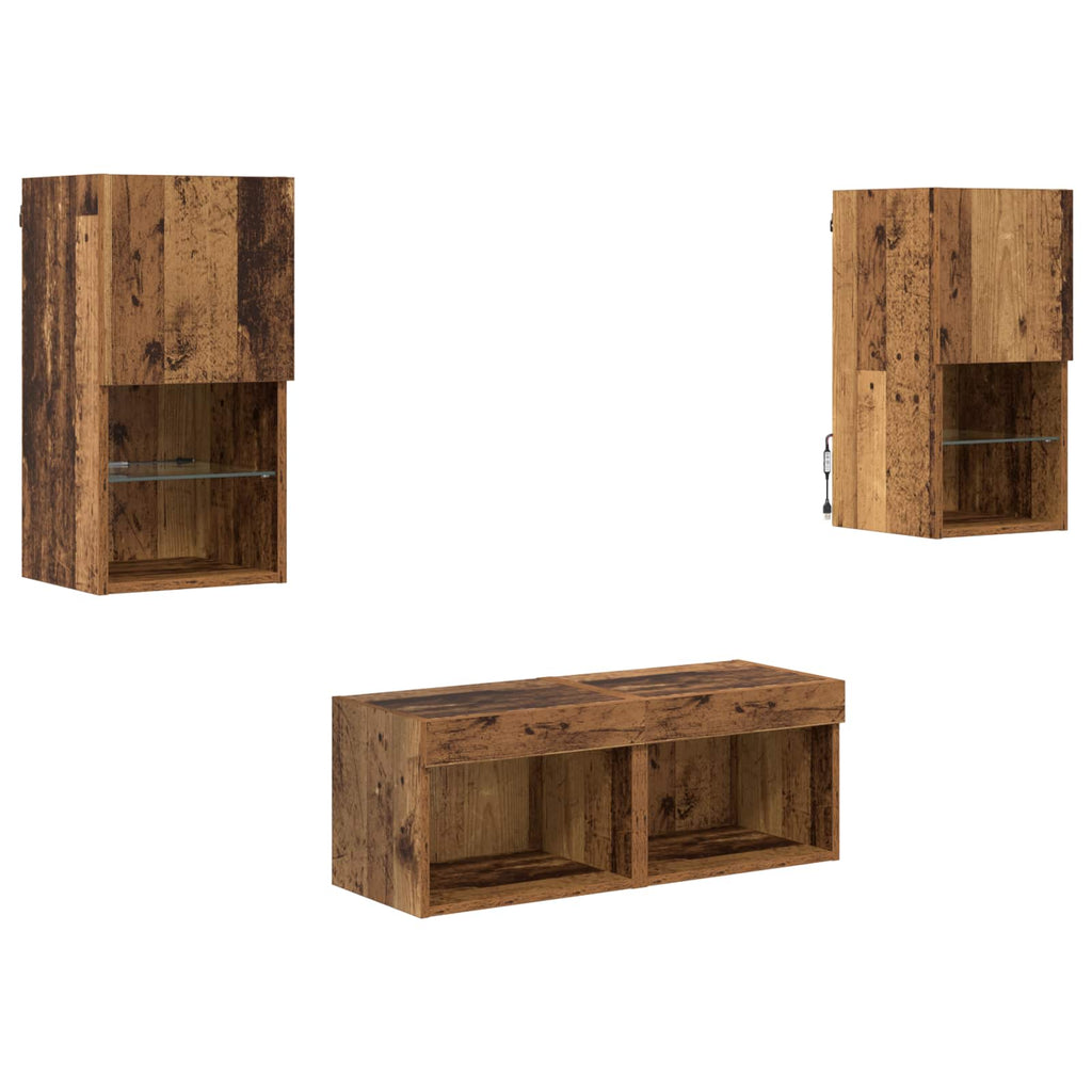 Mobiletti TV da Parete 4 pcs Legno vecchio Legno multistrato