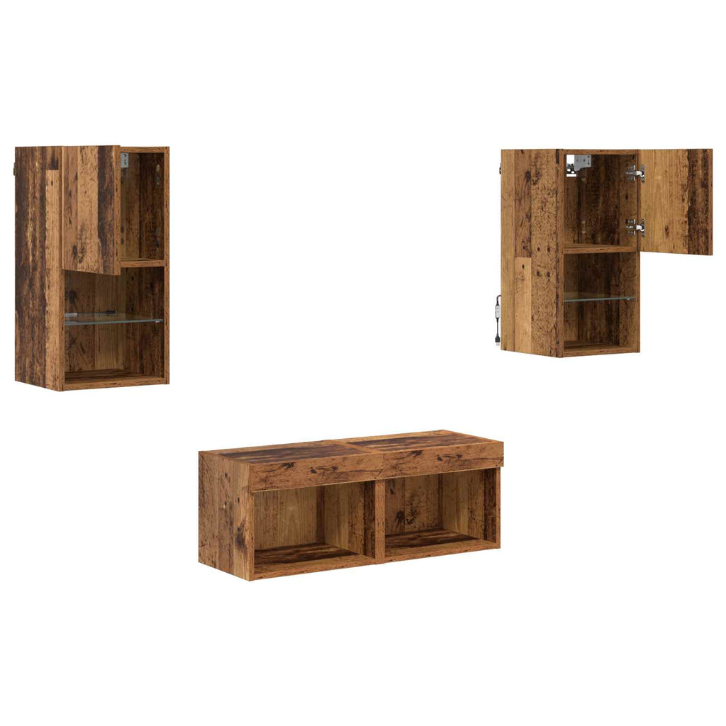 Mobiletti TV da Parete 4 pcs Legno vecchio Legno multistrato