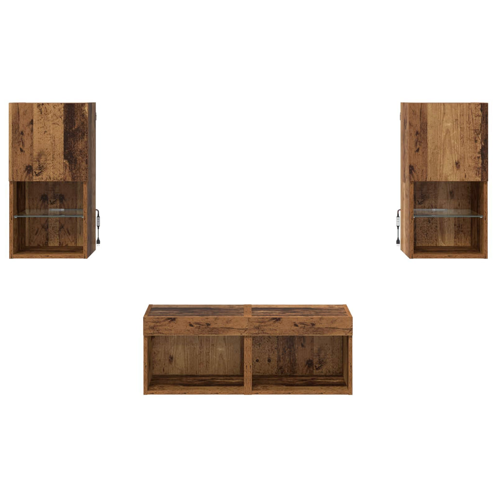 Mobiletti TV da Parete 4 pcs Legno vecchio Legno multistrato