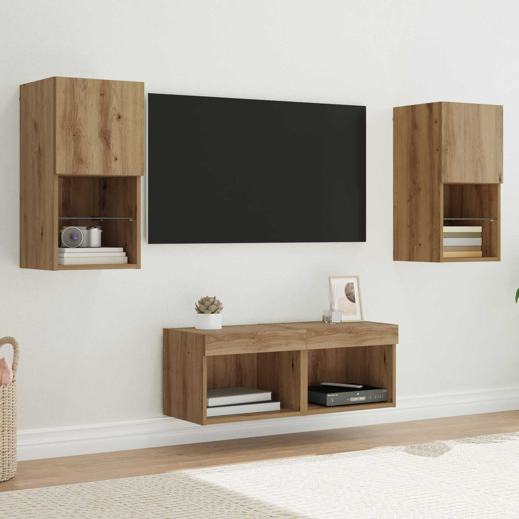 Mobiletti TV da Parete 4 pcs Rovere artigianale