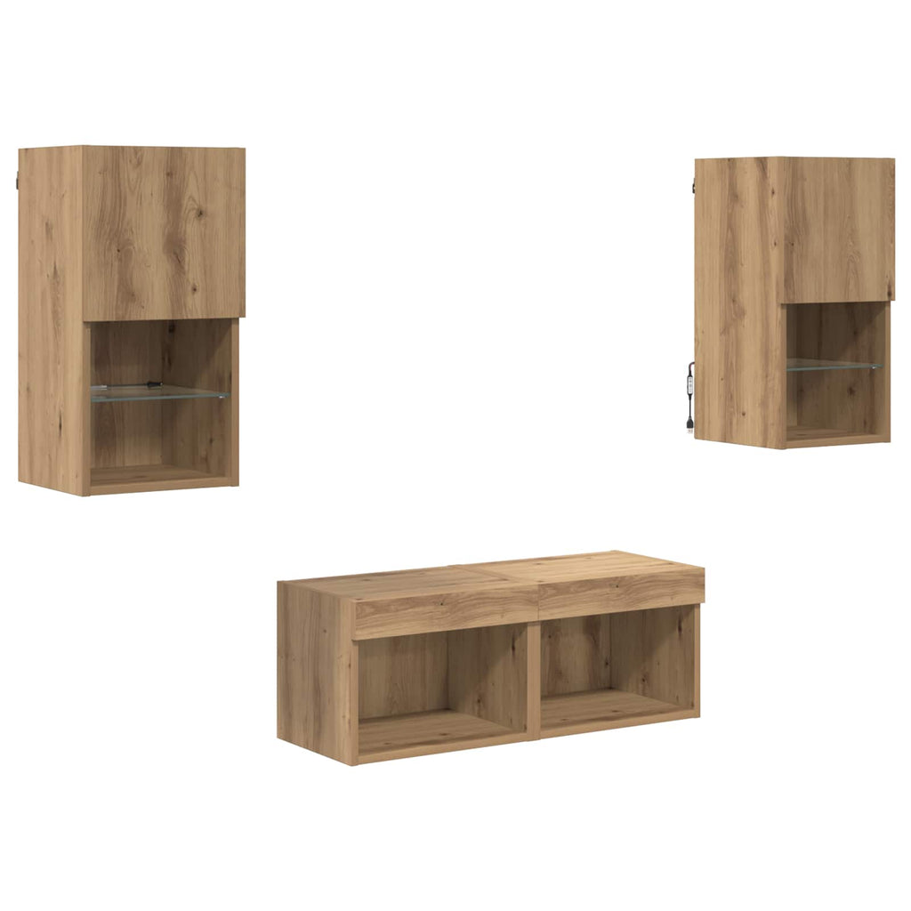 Mobiletti TV da Parete 4 pcs Rovere artigianale