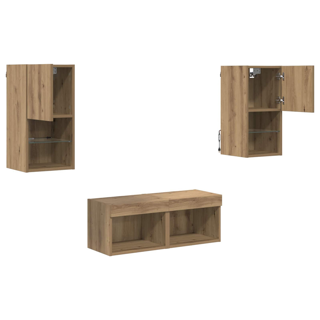 Mobiletti TV da Parete 4 pcs Rovere artigianale
