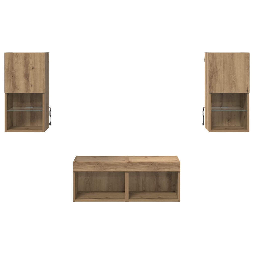 Mobiletti TV da Parete 4 pcs Rovere artigianale