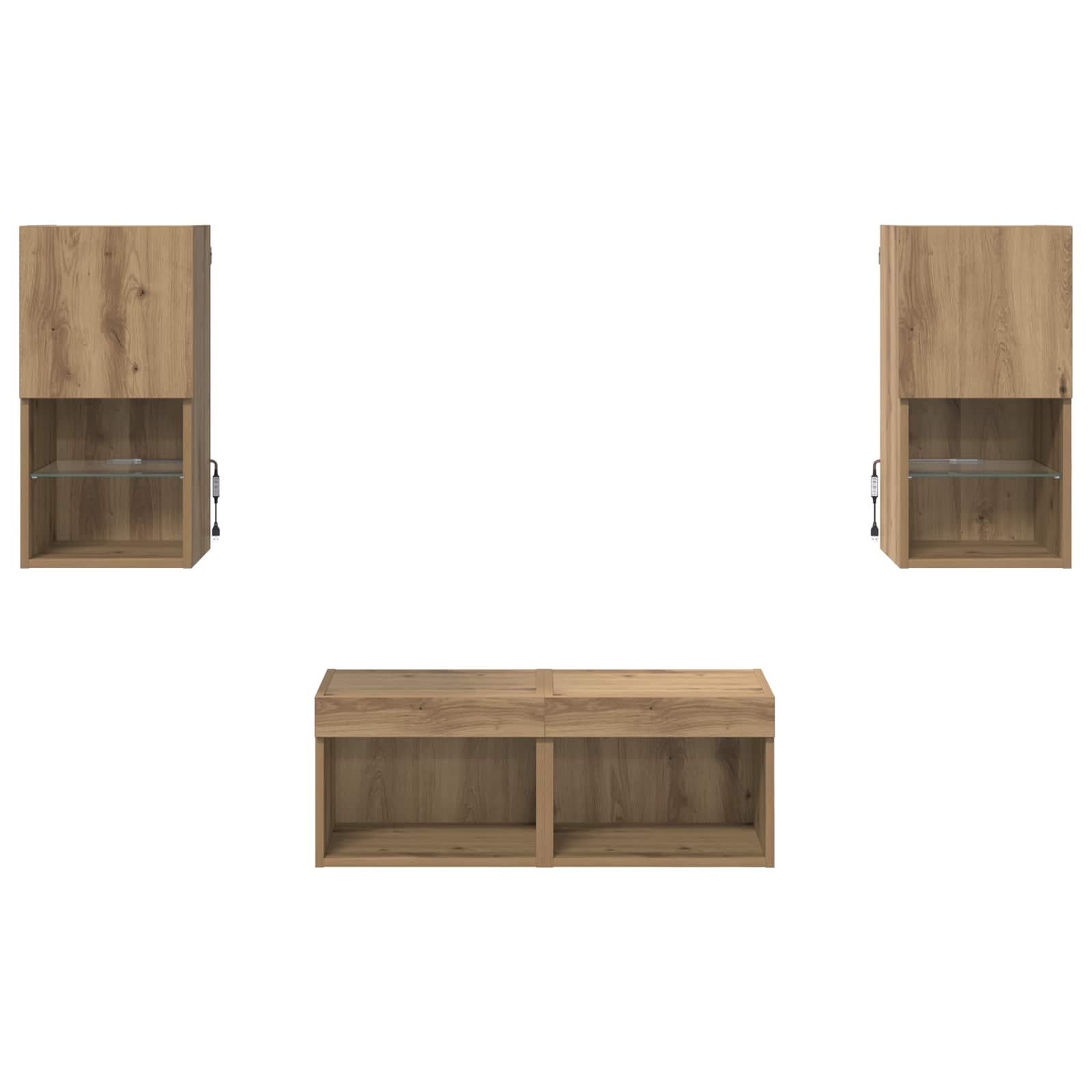 Mobiletti TV da Parete 4 pcs Rovere artigianale