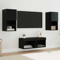 Mobiletti TV da Parete 4 pcs Rovere Nero Legno multistrato