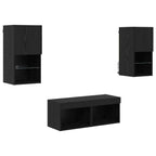 Mobiletti TV da Parete 4 pcs Rovere Nero Legno multistrato
