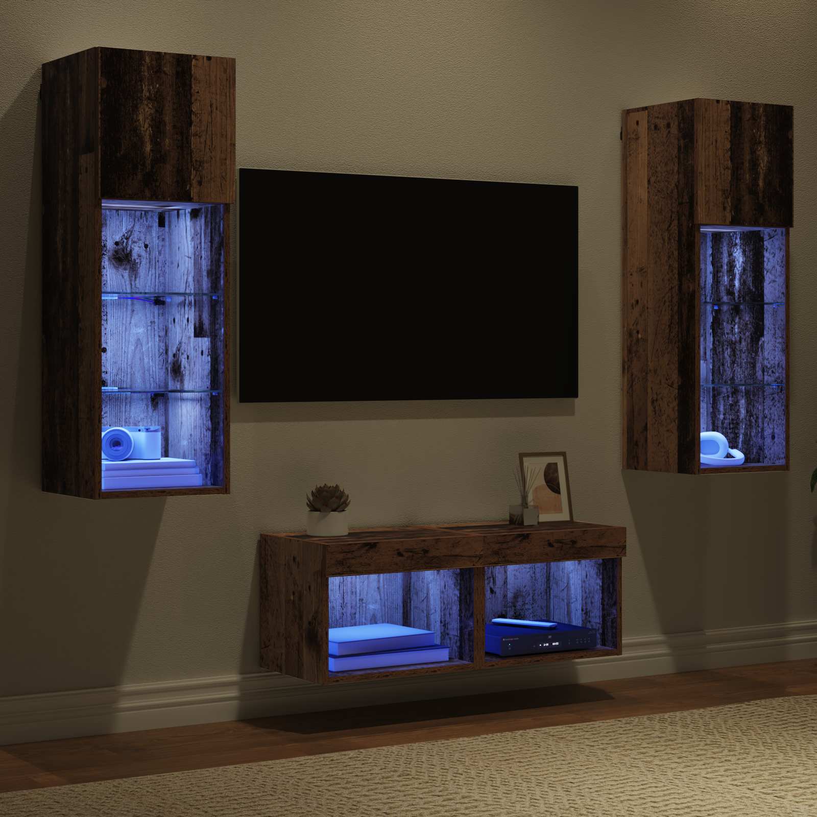 Mobiletti TV da Parete 4 pcs Rovere artigianale