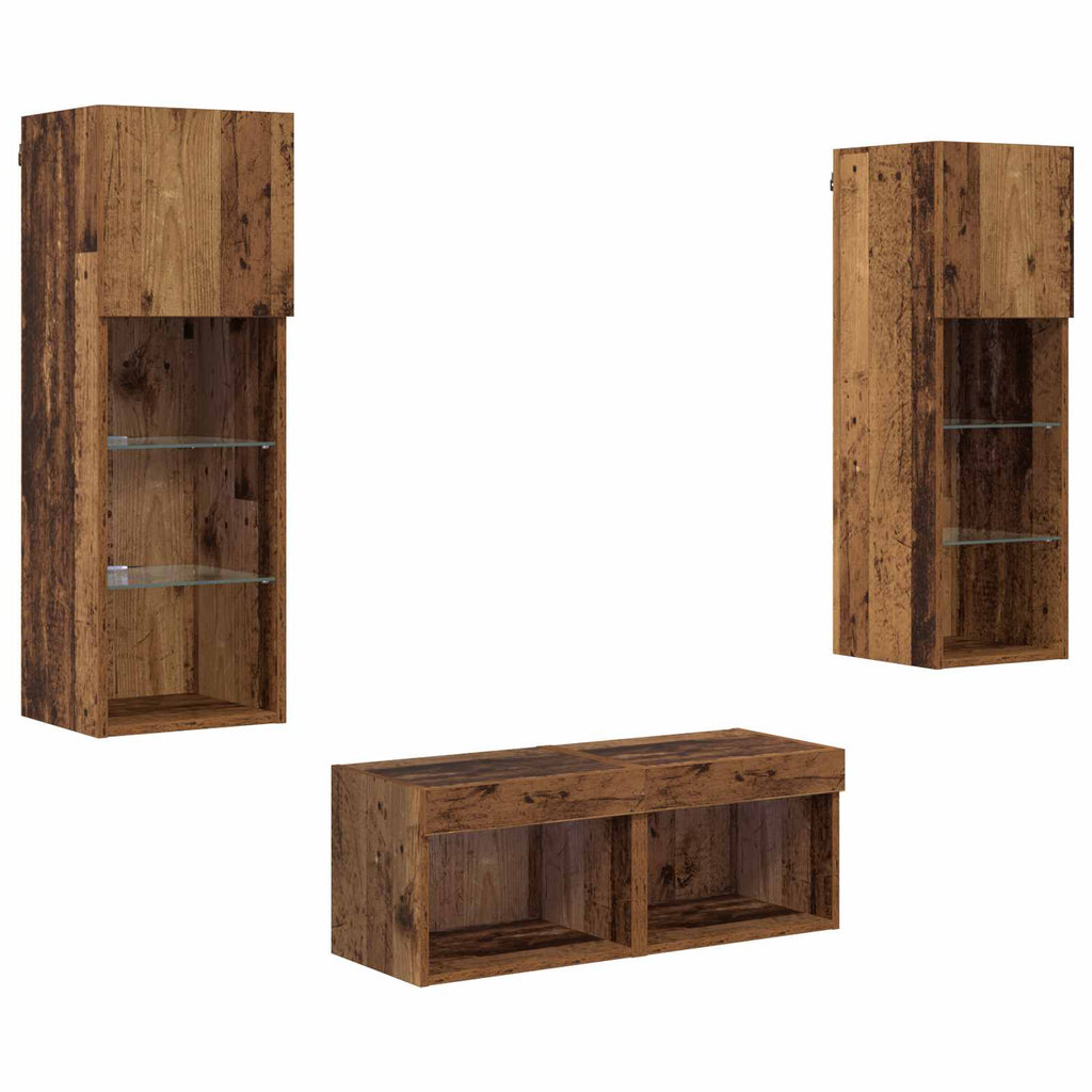 Mobiletti TV da Parete 4 pcs Rovere artigianale