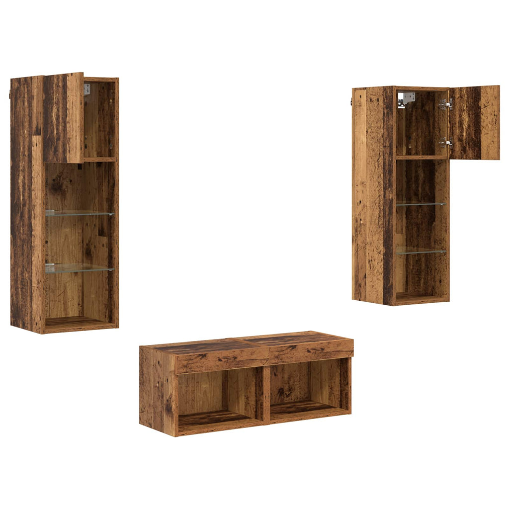 Mobiletti TV da Parete 4 pcs Rovere artigianale