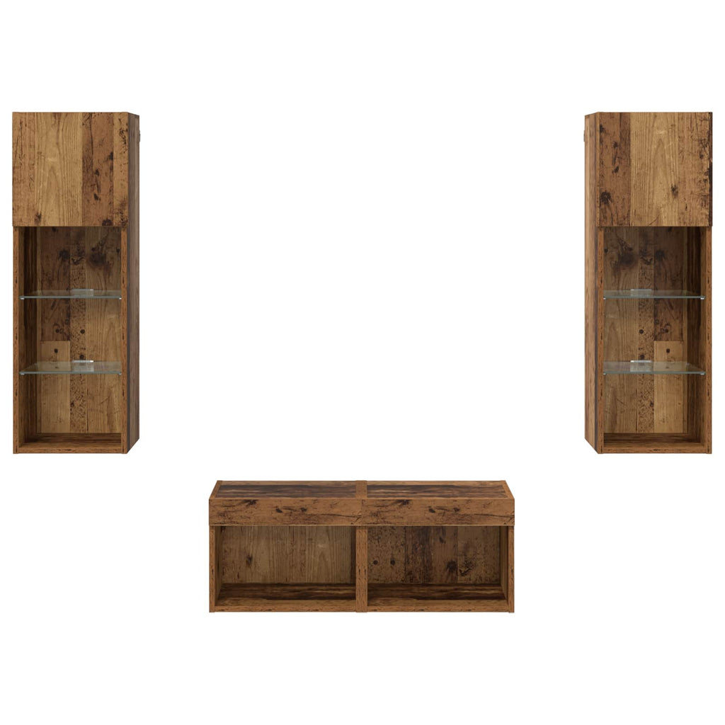 Mobiletti TV da Parete 4 pcs Rovere artigianale