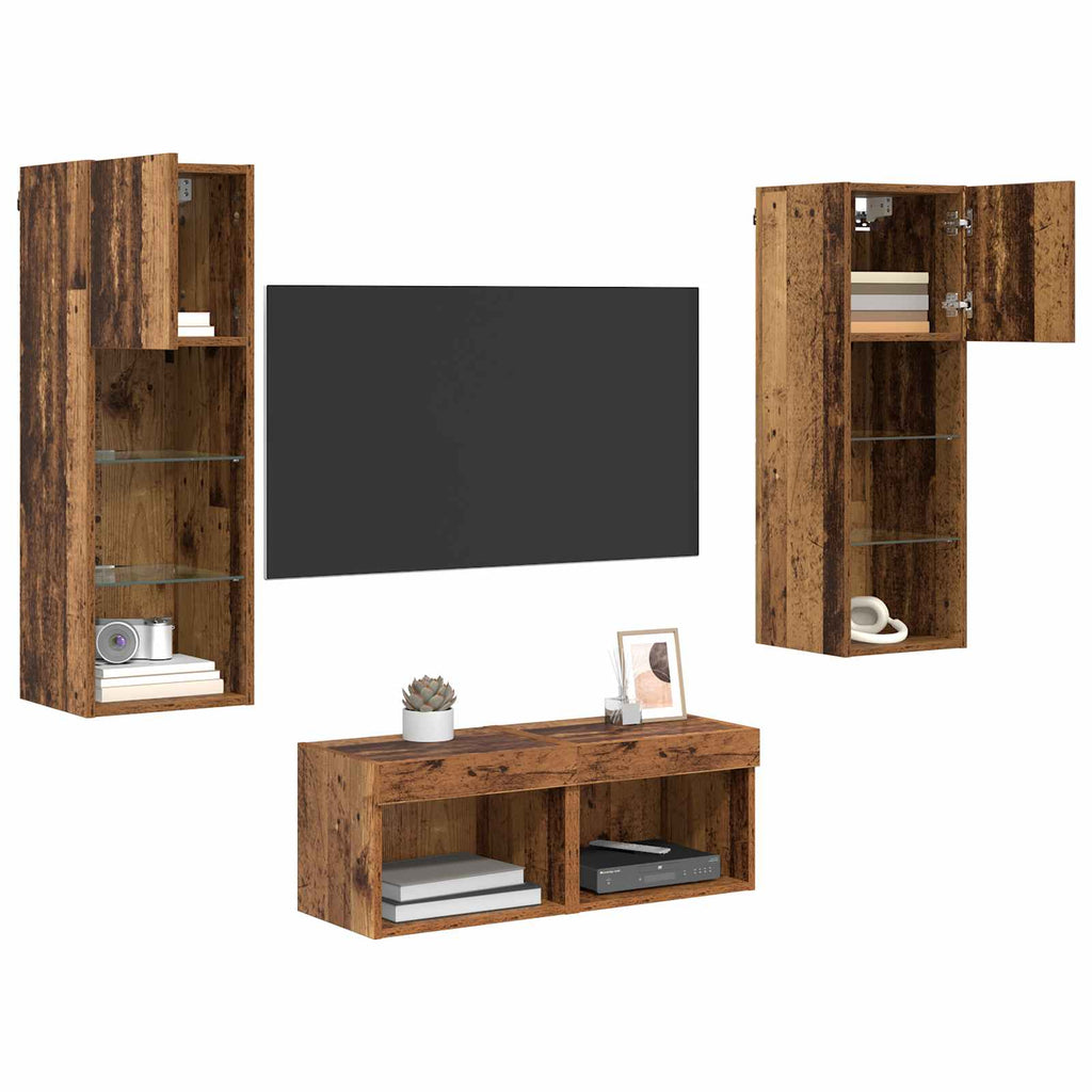 Mobiletti TV da Parete 4 pcs Rovere artigianale