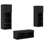 Mobiletti TV da Parete 4 pcs Rovere Nero Legno multistrato