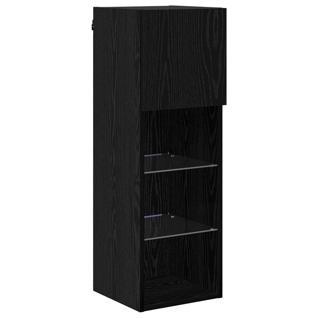 Mobiletti TV da Parete 4 pcs Rovere Nero Legno multistrato