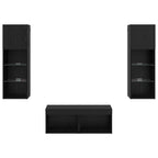 Mobiletti TV da Parete 4 pcs Rovere Nero Legno multistrato