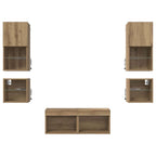 Unità per TV a Muro 8 pcs Rovere artigianale Legno multistrato