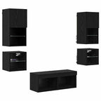 Unità per TV a Muro 8 pcs Rovere Nero Legno multistrato