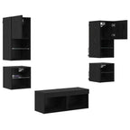Unità per TV a Muro 8 pcs Rovere Nero Legno multistrato