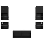 Unità per TV a Muro 8 pcs Rovere Nero Legno multistrato