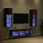 Unità per TV a Muro 5 pcs Rovere Nero Legno multistrato