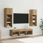 Unità per TV a Muro 5 pcs Rovere Nero Legno multistrato