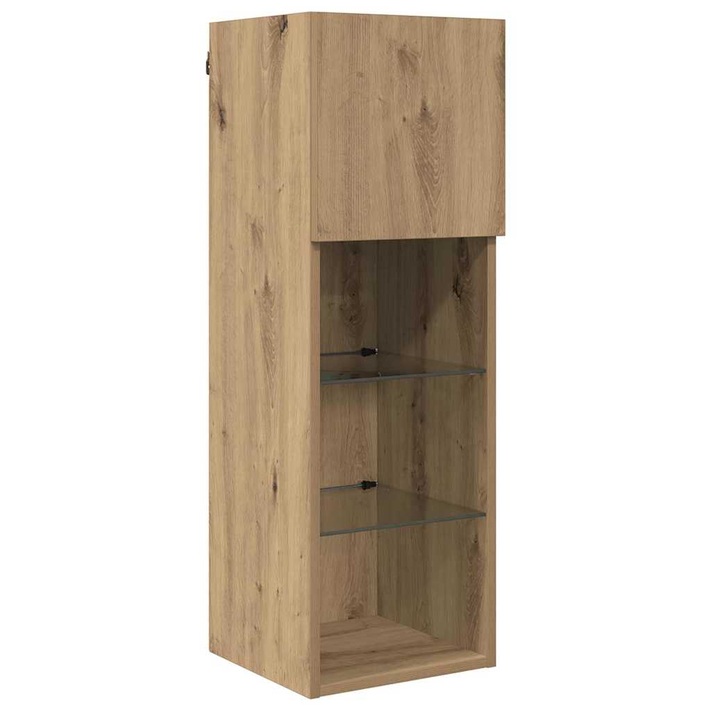 Unità per TV a Muro 5 pcs Rovere Nero Legno multistrato