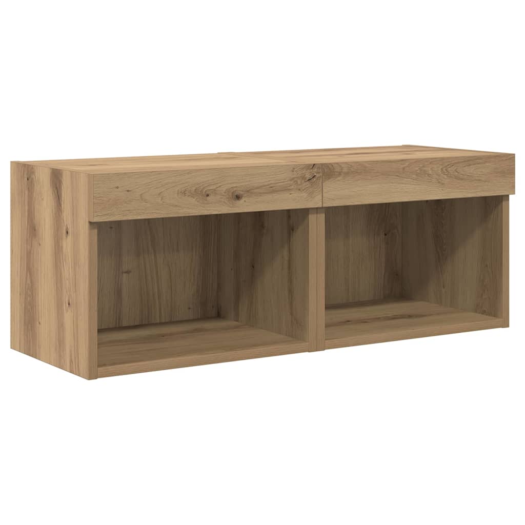 Unità per TV a Muro 5 pcs Rovere Nero Legno multistrato