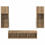 Unità per TV a Muro 5 pcs Rovere Nero Legno multistrato