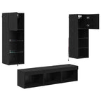 Unità per TV a Muro 5 pcs Rovere Nero Legno multistrato