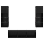 Unità per TV a Muro 5 pcs Rovere Nero Legno multistrato