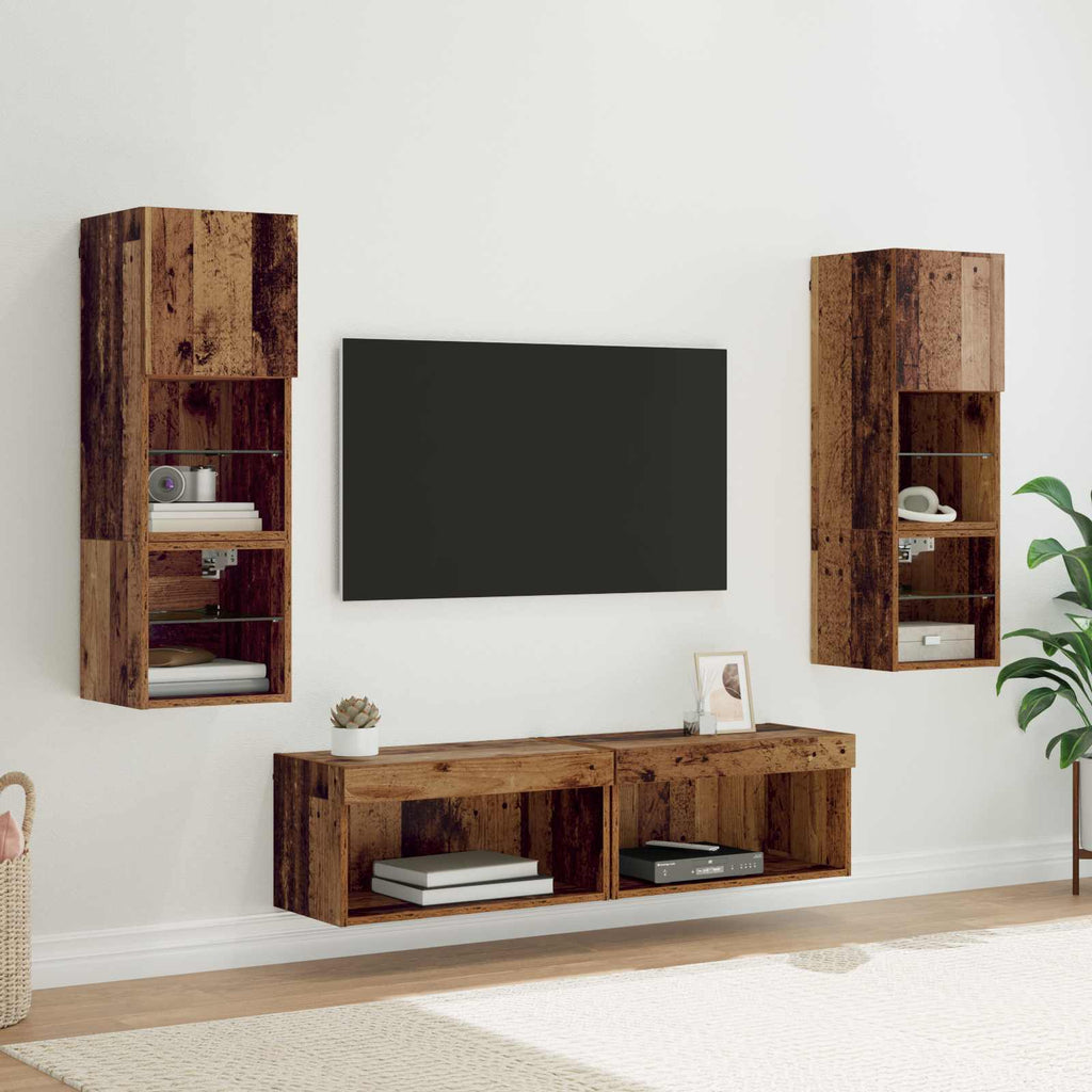 Unità TV da Parete 6 pcs Legno vecchio Legno multistrato