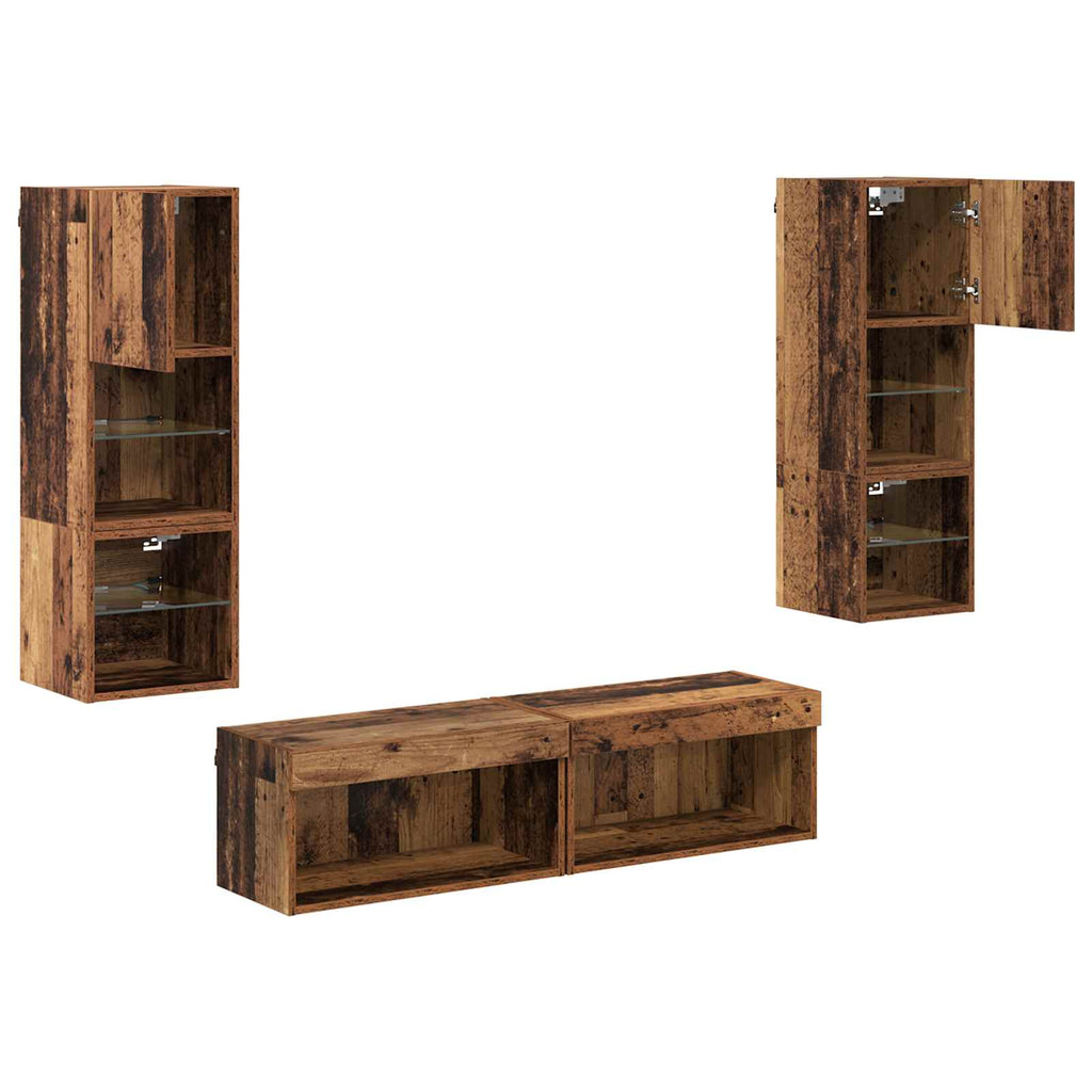 Unità TV da Parete 6 pcs Legno vecchio Legno multistrato