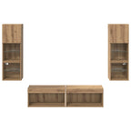 Unità TV da Parete 6 pcs Rovere artigianale Legno multistrato