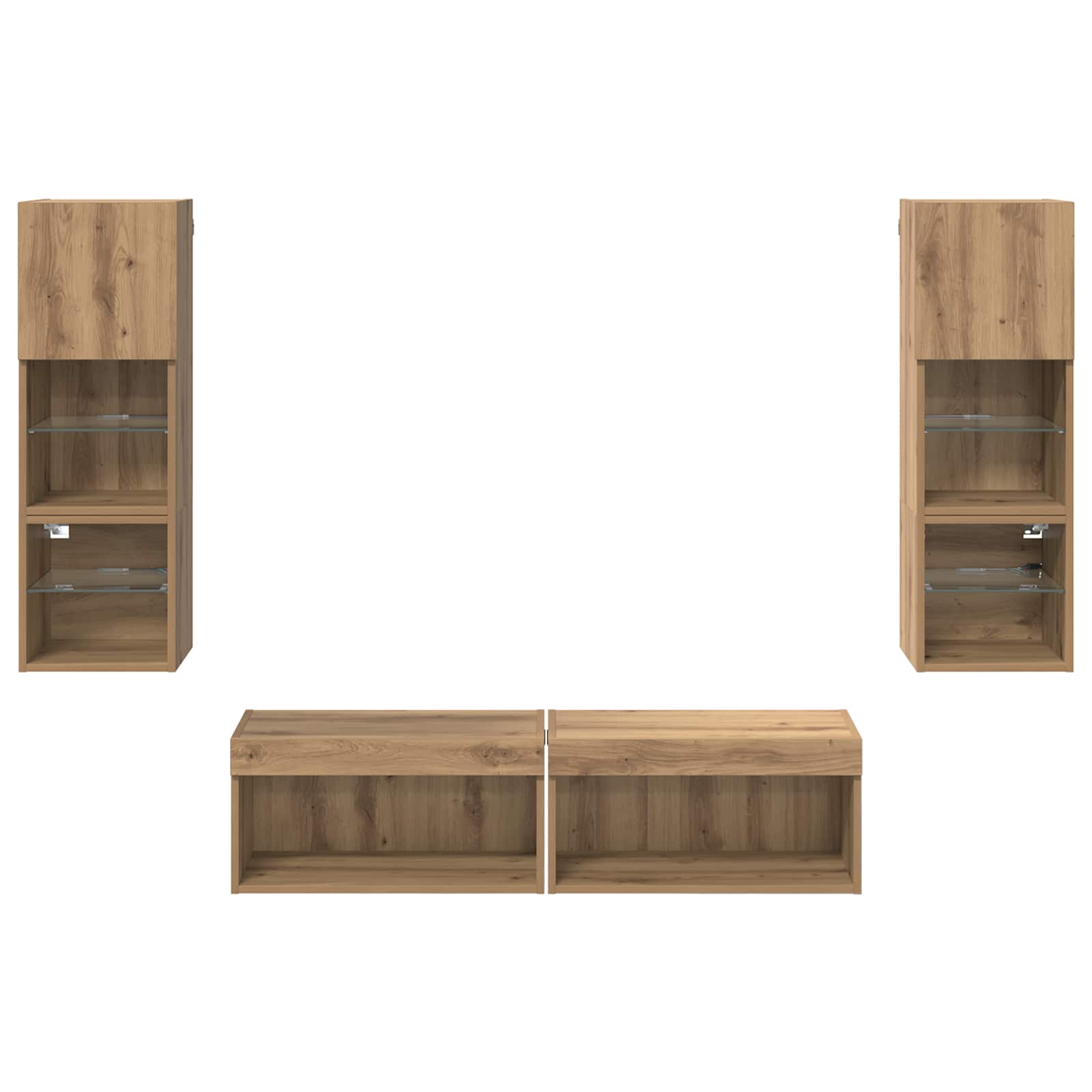Unità TV da Parete 6 pcs Rovere artigianale Legno multistrato
