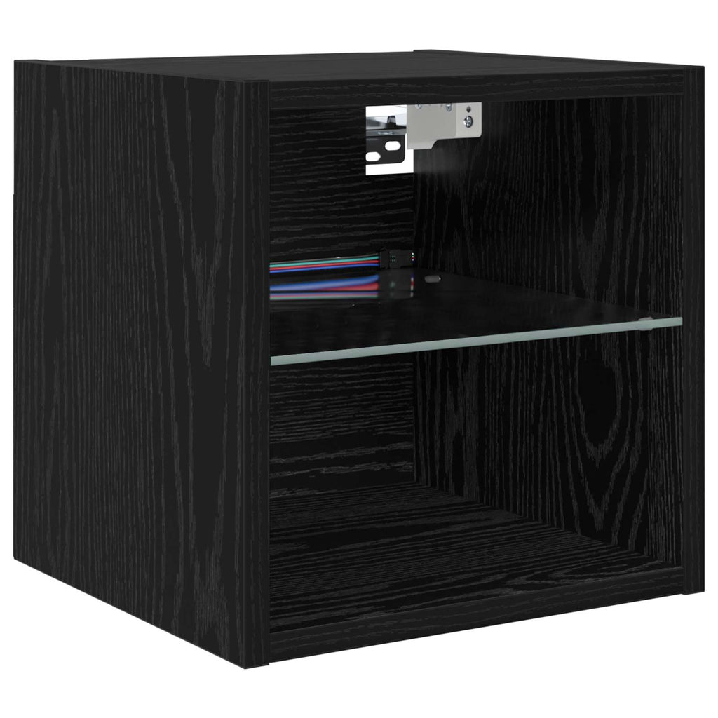 Unità TV da Parete 6 pcs Rovere Nero Legno multistrato