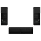 Unità TV da Parete 6 pcs Rovere Nero Legno multistrato