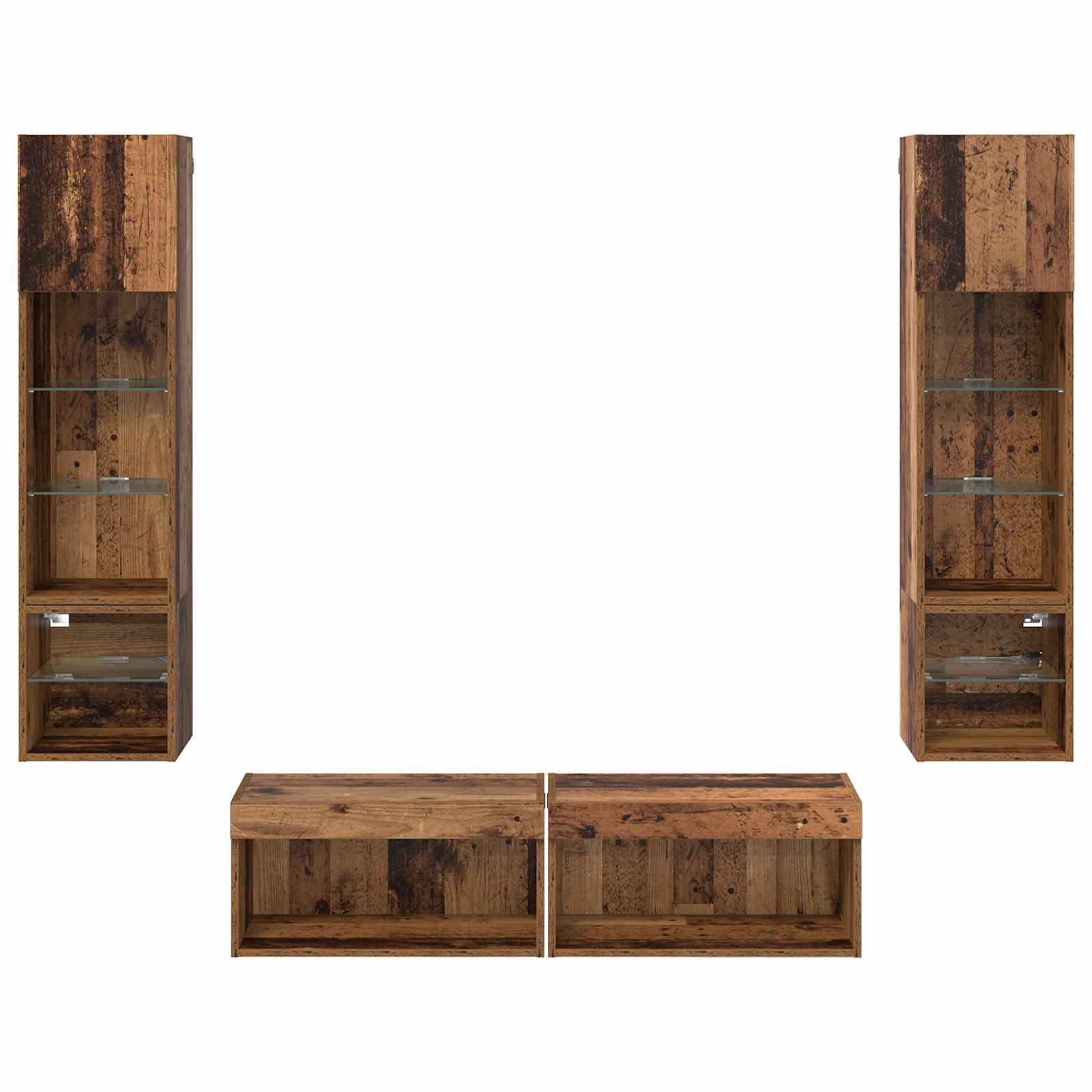 Unità TV da Parete 6 pcs Legno vecchio Legno multistrato